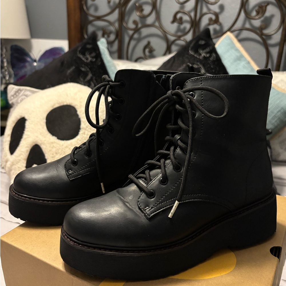 Steve Madden Black Combat Boots